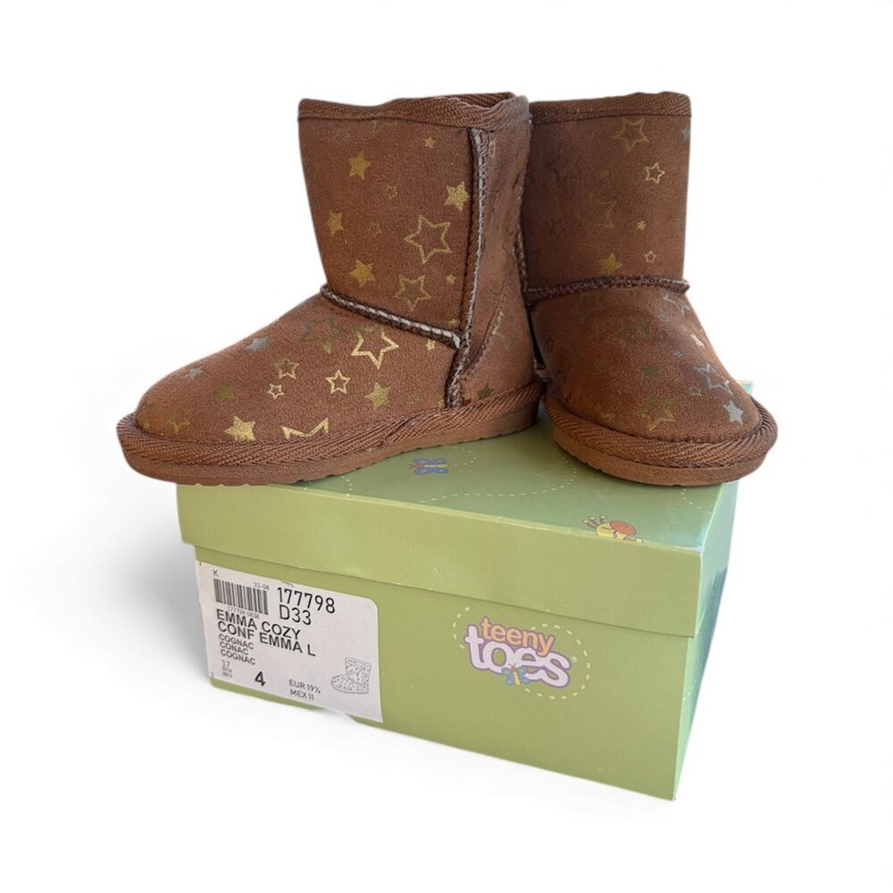 Teeny Toes Toddler Cognac w/ Stars Emma Winter Boots- Size 4 - Picture 5 of 6